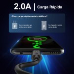 Cable de datos USB-2.0 a Tipo C Carga Rapida CAB150 1hora Color Negro - Image 4