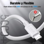Cable de datos USB-2.0 a Tipo V8 CAB031-B 1hora Color blanco - Image 7
