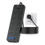 Multicontacto extension electrica 1HORA MCT002 Con 13 Tomos, color negro