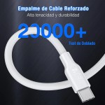 Cable USB Tipo C 1 Metro 2.1A – 1Hora CAB237 Color Blanco - Image 5