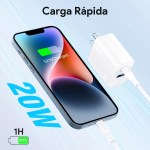 Cargador Para Iphone 20w Doble Puerto Usb Y Tipo C 1h GAR163 - Imagen 2